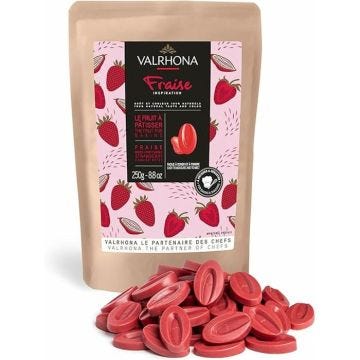 Chocolat noir à pâtisser Inspiration Fraise 250g – Valrhona