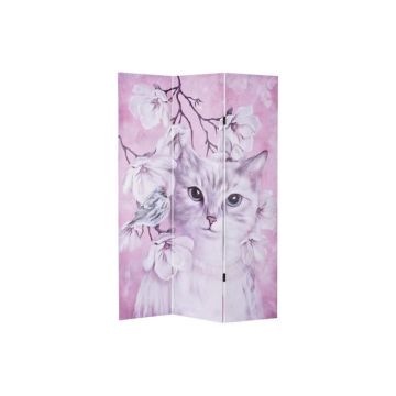 paravent chat toile 120 x 2,5 x 180 cm pin