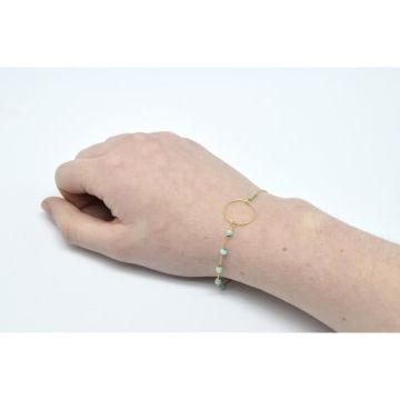 Bracelet turquoise asymétrique avec anneau - Collection CMLPB Doré