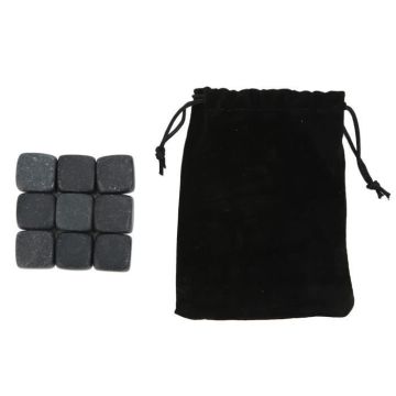 HURRISE roches à whisky Ensemble de pierres à whisky en basalte avec sac de rangement pour whisky, cognac, vin, boissons, roches