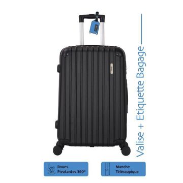 Valise Moyenne - ADC - Swift - Rigide - 4 Roues 360° - 65L - Noir