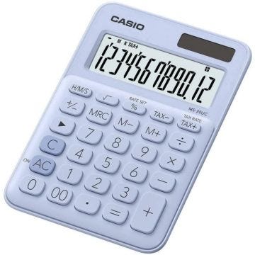 Casio MS-20UC-LB Calculatrice de bureau bleu clair Ecran: 12 solaire, à pile(s) (l x H x P) 105 x 23 x 149.5 mm
