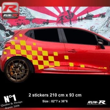 Sticker - ADNAUTO - RENAULT CLIO RS - Jaune - Lot de 2 - Résistant aux UV