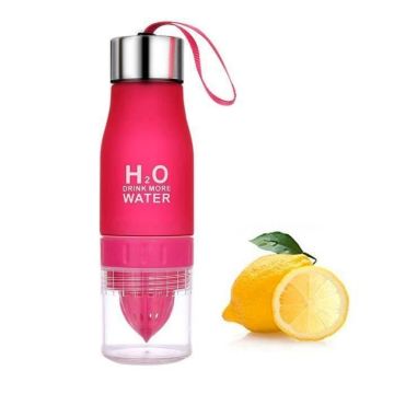 SHOP-STORY - Bouteille Detox avec Infuseur de Fruit 650 ML avec Presse Agrume Citron intégré H2O - Couleur Rouge