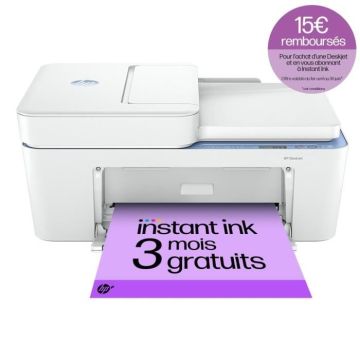 Imprimante tout-en-un HP Deskjet 4222e jet d'encre couleur Copie Scan - 3 mois d'Instant ink inclus avec HP+