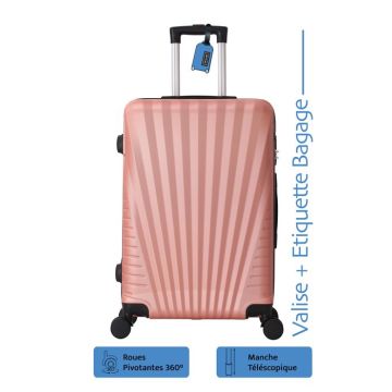 Valise Moyenne - ADC - 65cm - Rigide - 4 Roues 360° - 65L - Rose
