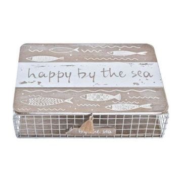 BoÃ®te DÃ©corative DKD Home Decor MÃ©tal Bois Blanc (24 x 16 x 6 cm)