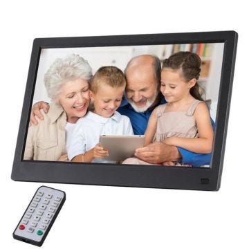 Cadre Photo Numérique 12 pouces LED Full HD 1080p Album + SD 4Go Noir YONIS