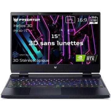 PC Portable Gaming Acer Predator Helios 3D 15 SpatialLabs Edition PH3D15 71 93F4 15.6" Intel Core i9 32 Go RAM 1 To SSD Noir
