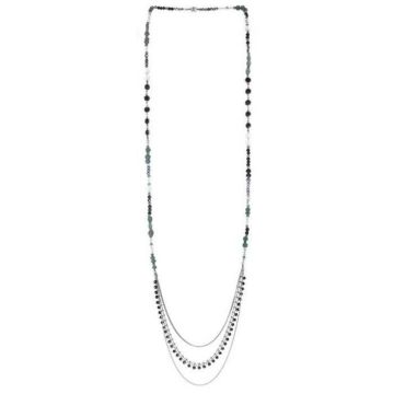 Collier - FRANCK HERVAL - Amy - 100 cm - Argenté - Perle de verre, Pierre de lave