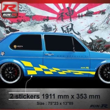 007J Sticker GTRS pour VOLKSWAGEN GOLF 1 - Aufkleber adesivi - Jaune
