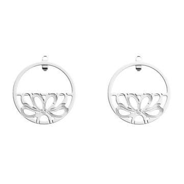 Boucles d'oreilles femme - Les Georgettes - Boucles d'oreilles pendantes Les Georgettes Flora 30 mm argentées - Couleur de la matiè