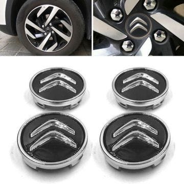 4 x Noir 60MM Citroën Centre De Roue Caches Moyeux Emblème Jante Logo Pour C1 C2 C3 C4 C5 C6 C8 C4L DS3 DS5