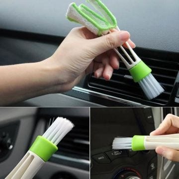 SHOP-STORY - Double Brosse de Nettoyage Poussière pour Grille Ventilations de Voiture Climatisation, Stores, Claviers, etc.