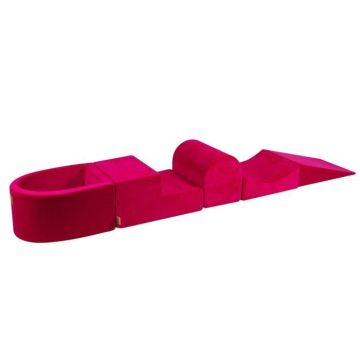 MeowBaby® Aire De Jeux en Mousse MAGENTA 4 éléments avec piscine à balles 57x45x30cm sans boules