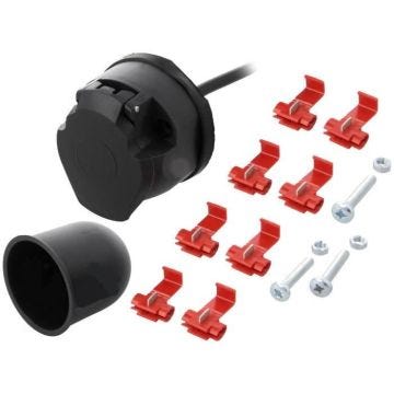 Kit Prise Remorque Femelle - ADNAUTO - 7PIN - 12VDC - Longueur 2m - Inclus 3 Vis et 8 Connecteurs
