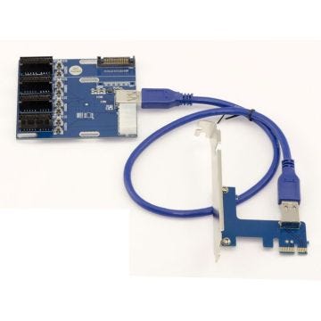 Plaque d'extension pour convertir un port PCI Express x1 vers 4 ports PCIe x1