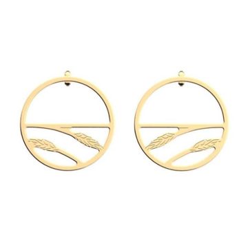 Boucles d'oreilles femme - Les Georgettes - Créoles Les Georgettes Epis de blé dorées 30mm - Couleur de la matière:Jaune