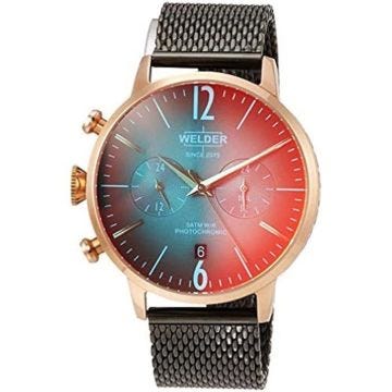 Montre à bracelet pour homme - WELDER - WWRC812 - Cuir - Noir - Quartz - Verre minéral - Analogique