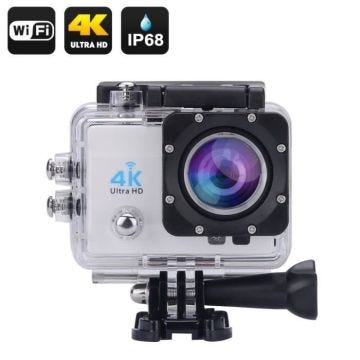 Caméra Sport 4K 16Mp Étanche Grand Angle 170° Wifi Écran LCD 2 Pouces HDMI Blanc +SD 32Go - YONIS