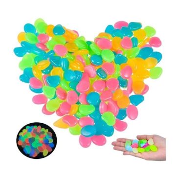 300 Pièces Pierres Lumineuses, Galet Lumineux, Cailloux Fluorescents, Pierres Décoration, Aquarium Lumineux Coloré,