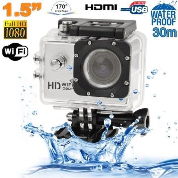 Caméra Wifi Sport Embarquée Plongée Caisson Caméscope 12Mp Full HD 1080P Argent +SD 32Go - YONIS