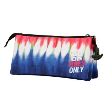 Trousse Triple ECO Oh My Pop! Good Vibes Denim - Bleu