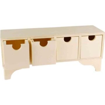 Commode bois sur pieds 4 tiroirs 29 x 12 x 9 cm - MegaCrea - Verni - Blanc - Meuble de chambre