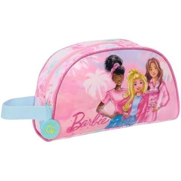 Trousse de toilette - SAFTA - BARBIE PAINTERLY - Souple - Zippée - Rose pour enfants de 5 à 14 ans