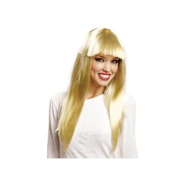 Perruque longue frange blonde - Accessoire de déguisement - Femme - Jaune