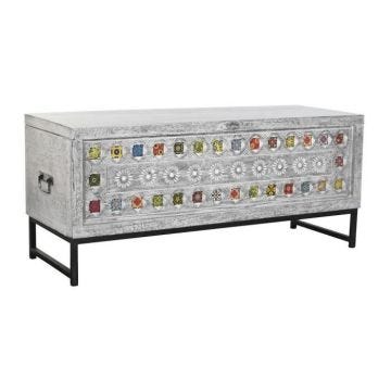 coffre de gris, multicolore indien 116 cm