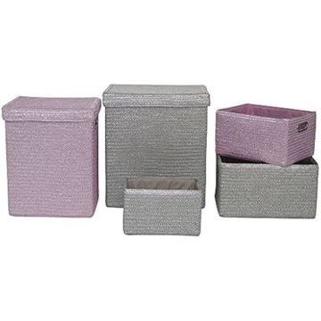 Paniers de rangement - DKD Home Decor - Lot de 5 - Polypropylène - 42 x 33 x 50 cm - Multicolore