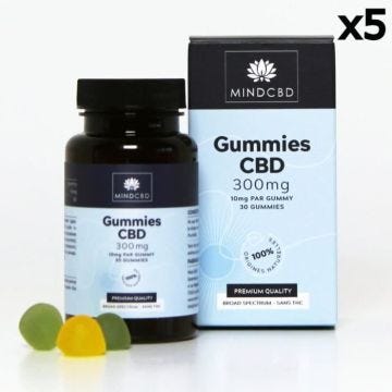 30 Gummies CBD 300mg, sans THC, Citron & Pomme 5 boîtes