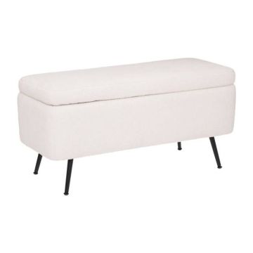 Banc coffre "Aurora" - bois et métal - blanc - 100x40 cm - Blanc - Atmosphera createur d'interieur