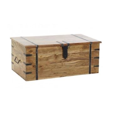 Grande Malle de Rangement en Bois Massif Acacia 0,000000