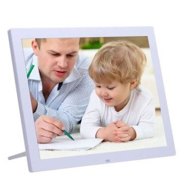 Cadre Numérique Photo Musique Vidéo HD LED USB Contrôle Distance 15 Pouces Blanc + SD 8Go YONIS