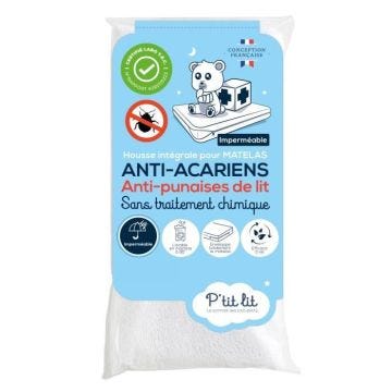 Housse intégrale matelas Imperméable - Anti-Punaise de lit - 70x140x15 cm - Fermeture à glissière - Sans traitement chimique