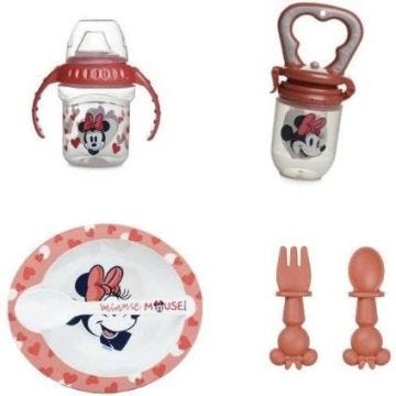 Pack repas 1er age THERMOBABY MINNIE - 1 grignoteuse + 1 bol avec cuillère + 1 tasse à poignée + Set de 2 couverts