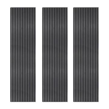 3 x Panneaux Lattes Acoustiques Muraux Gris Anthracite Placage Décor 240cm x 60cm