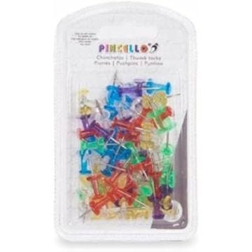 Lot de 24 punaises - PINCELLO - Multicolores - Métal et Plastique - 15 x 24,5 x 16 cm