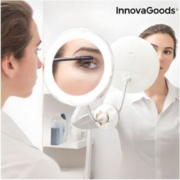 InnovaGoods Miroir grossissant à LED avec bras flexible et ventouse Mizoom  - 8435527814786