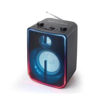 MUSE M-1802 Haut-parleur de fête Bluetooth DJ noir avec puissance de 60 W, lumières LED et radio FM, USB, MIC, prise jack 3,5 mm et