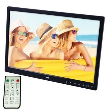 Cadre numérique 15' 1280x800p LED album photo lecteur média grand format HD noir