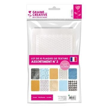 Lot 10 plaques texture pour pâte polymère