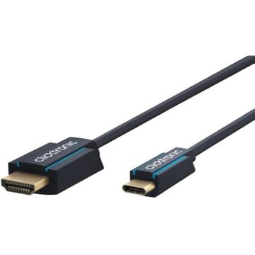 Adaptateur USB C vers HDMI - CLICKTRONIC - 1M - 4K 60Hz - Compatible Thunderbolt 3 - HDCP 2.2