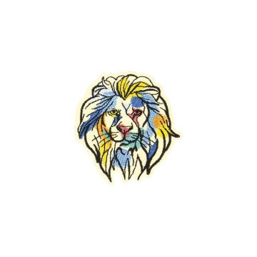 Ecusson thermocollant couleur nature lion 5,2cm x 5,5cm