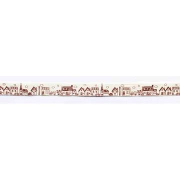 Ruban en coton - MÉGACRÉA - Village marron - 1,5 cm - 2 m - Idéal pour vos créations