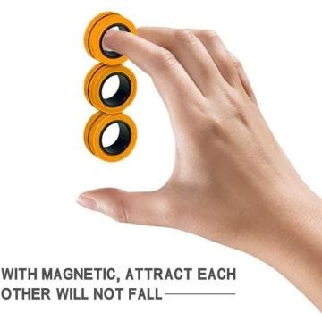 PIMPIMSKY Jouets Magnétiques de Décompression Hand Spinner Fingears Anneaux Anti-Stress Anneau De Doigt Jouets De Décom-Jaune