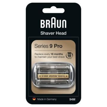 Tête de Rechange - BRAUN - 94M - Argenté - Compatible Series 9 Pro et 9 - Remplacement tous les 18 mois