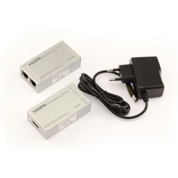 Rallonge type extender pour connexion HDMI et par cordons RJ45. Portée 60M, alimentation fournie